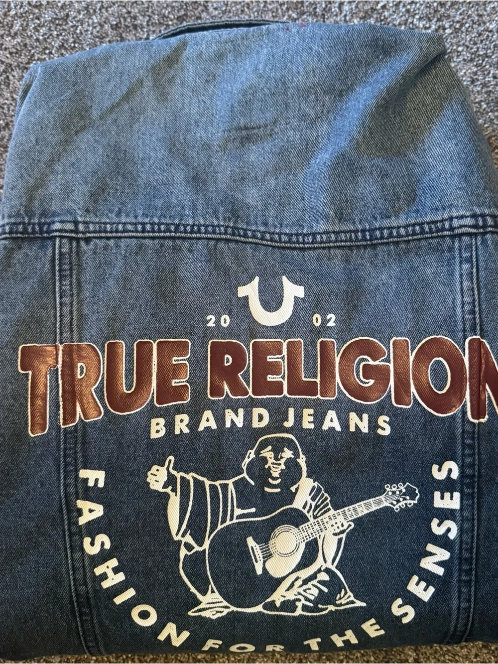 True Religion True Logo Medium Blue Quartz Wash Denim Jacket Mens Small NWT Rare